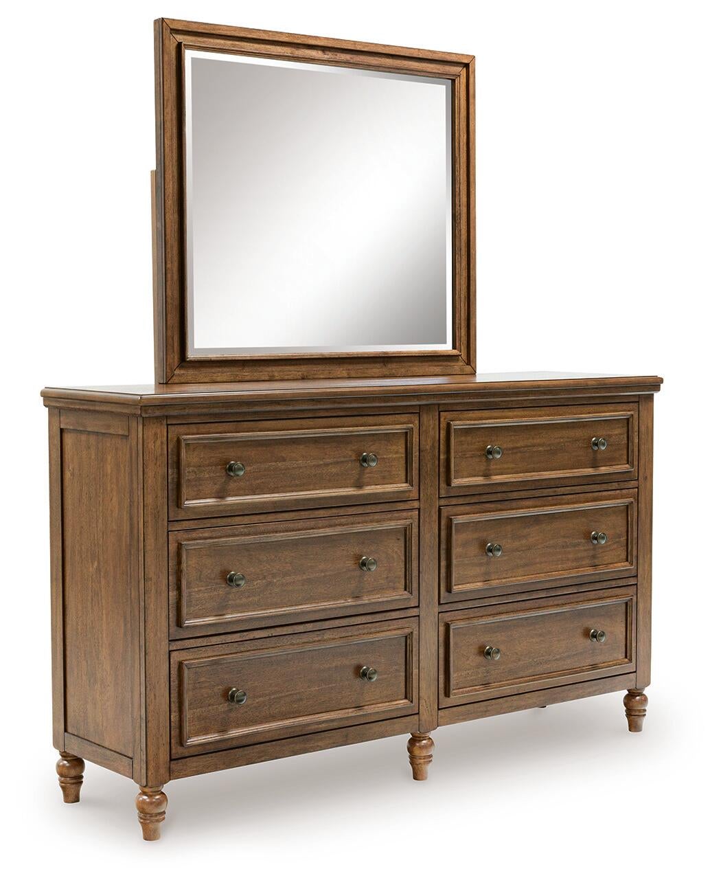 Sturlayne California King Upholstered Panel Bed, Dresser, Mirror, Chest and Nightstand