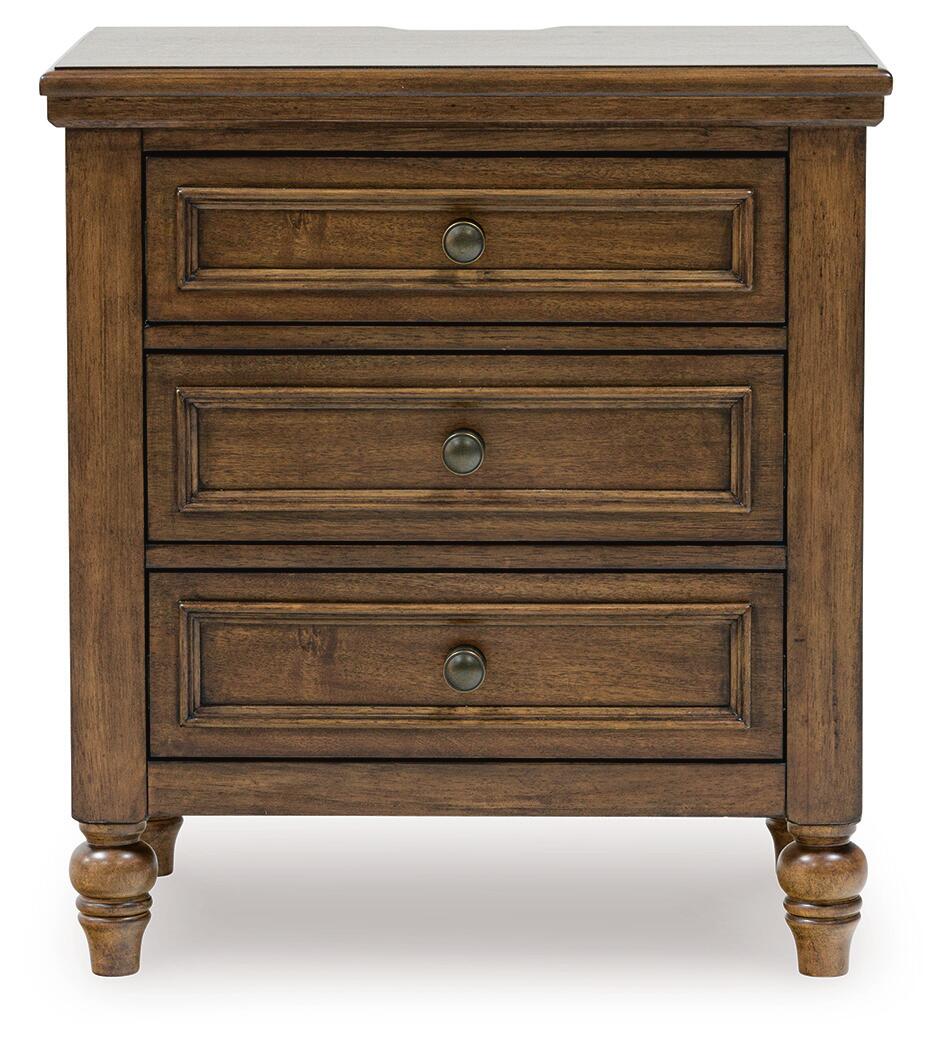Sturlayne California King Upholstered Panel Bed, Dresser, Mirror, Chest and Nightstand