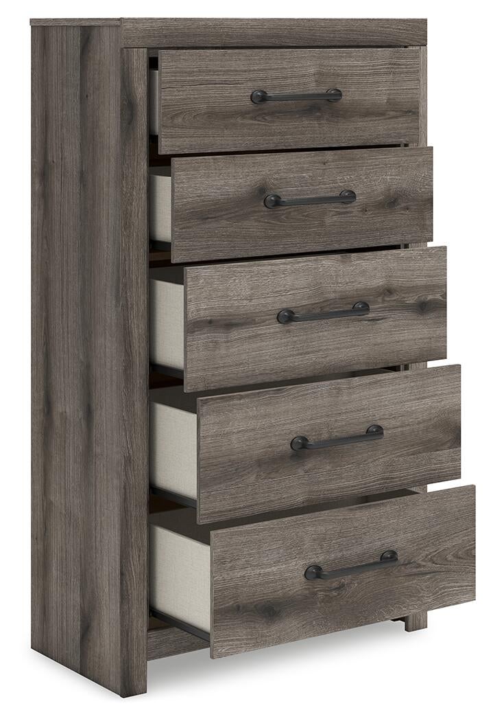 Urbanoore Full Panel Storage Bed, Dresser, Mirror, Chest and Nightstand
