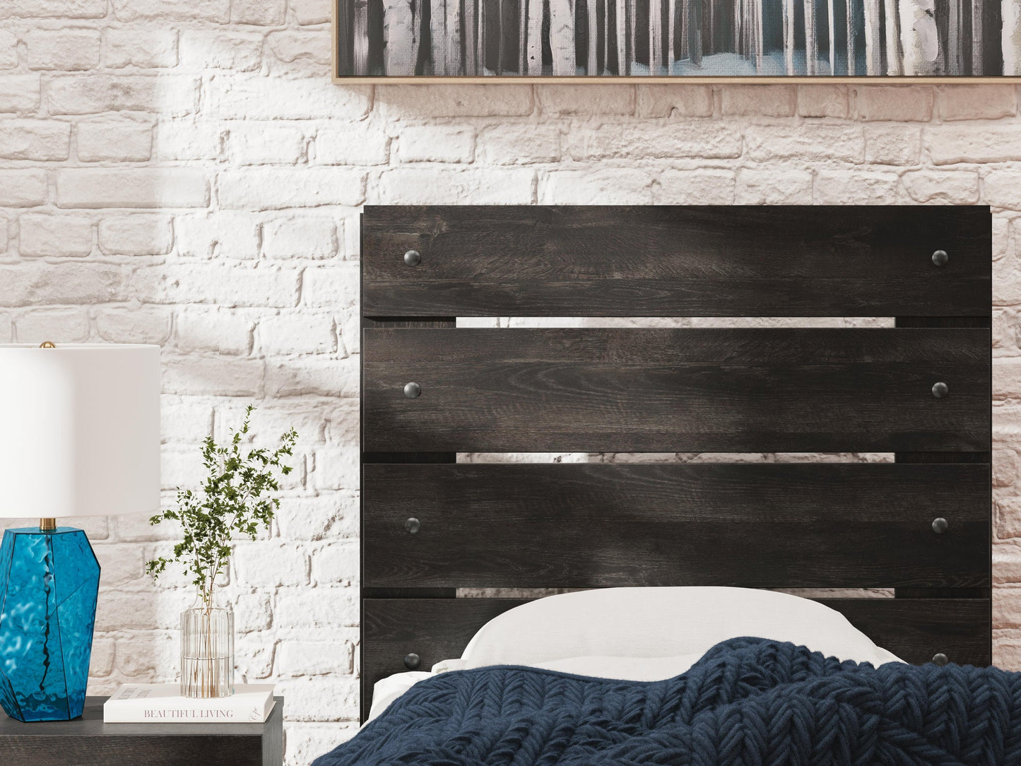 Delmorta Full Panel Storage Bed, Dresser, Mirror and Nightstand