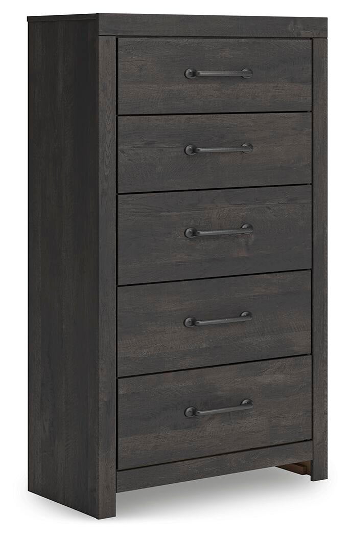 Delmorta Twin Panel Storage Bed, Dresser, Mirror, Chest and Nightstand