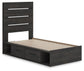 Delmorta Twin Panel Storage Bed, Dresser, Mirror, Chest and Nightstand