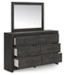 Delmorta Twin Panel Storage Bed, Dresser and Mirror