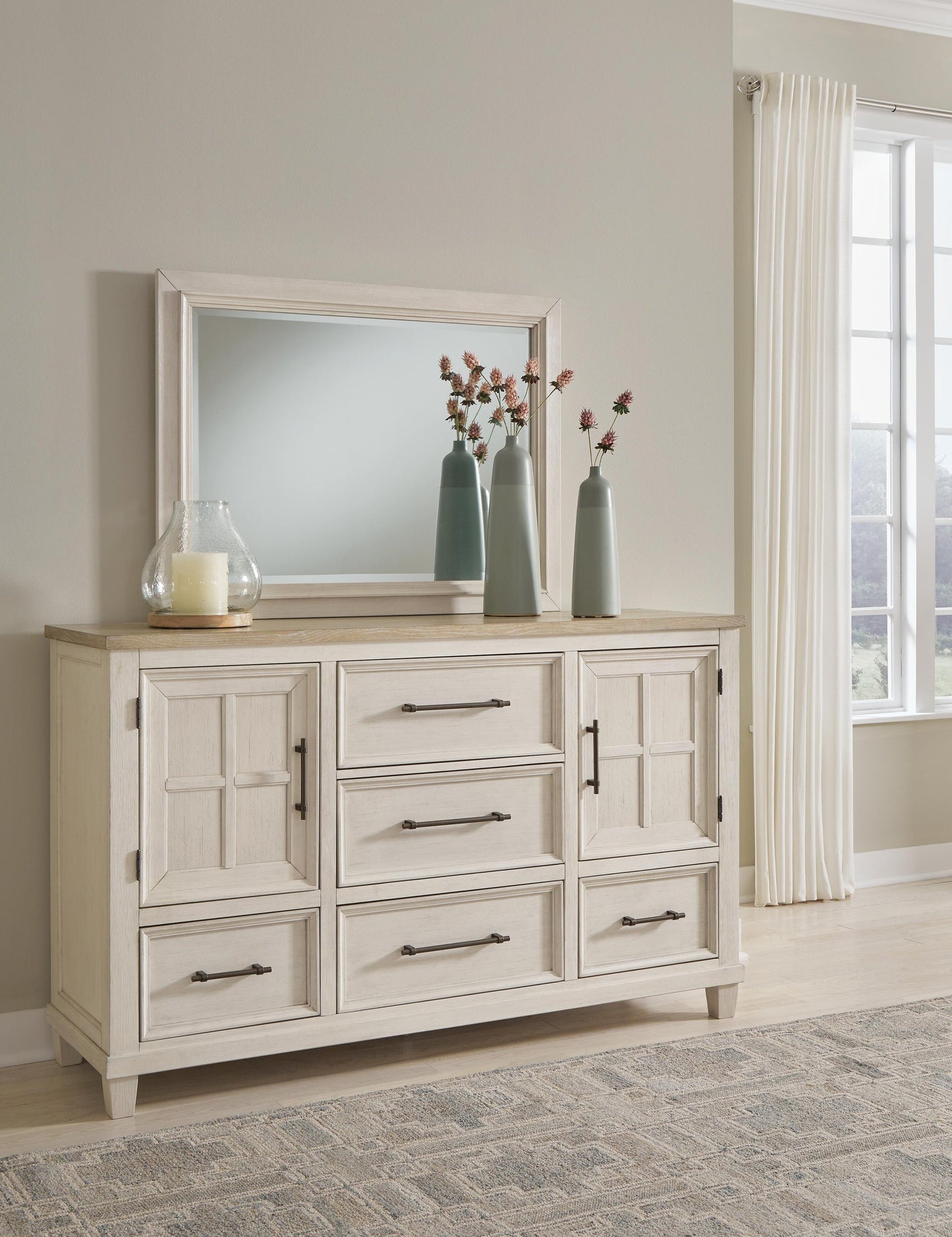 Shaybrock California King Panel Bed, Dresser, Mirror, Chest and Nightstand