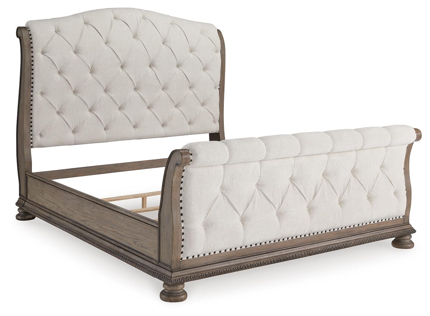 Ardenfield California King Upholstered Sleigh Bed, Dresser, Mirror and Nightstand