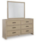 Calmoro Queen Bookcase Bed with Mirrored Dresser