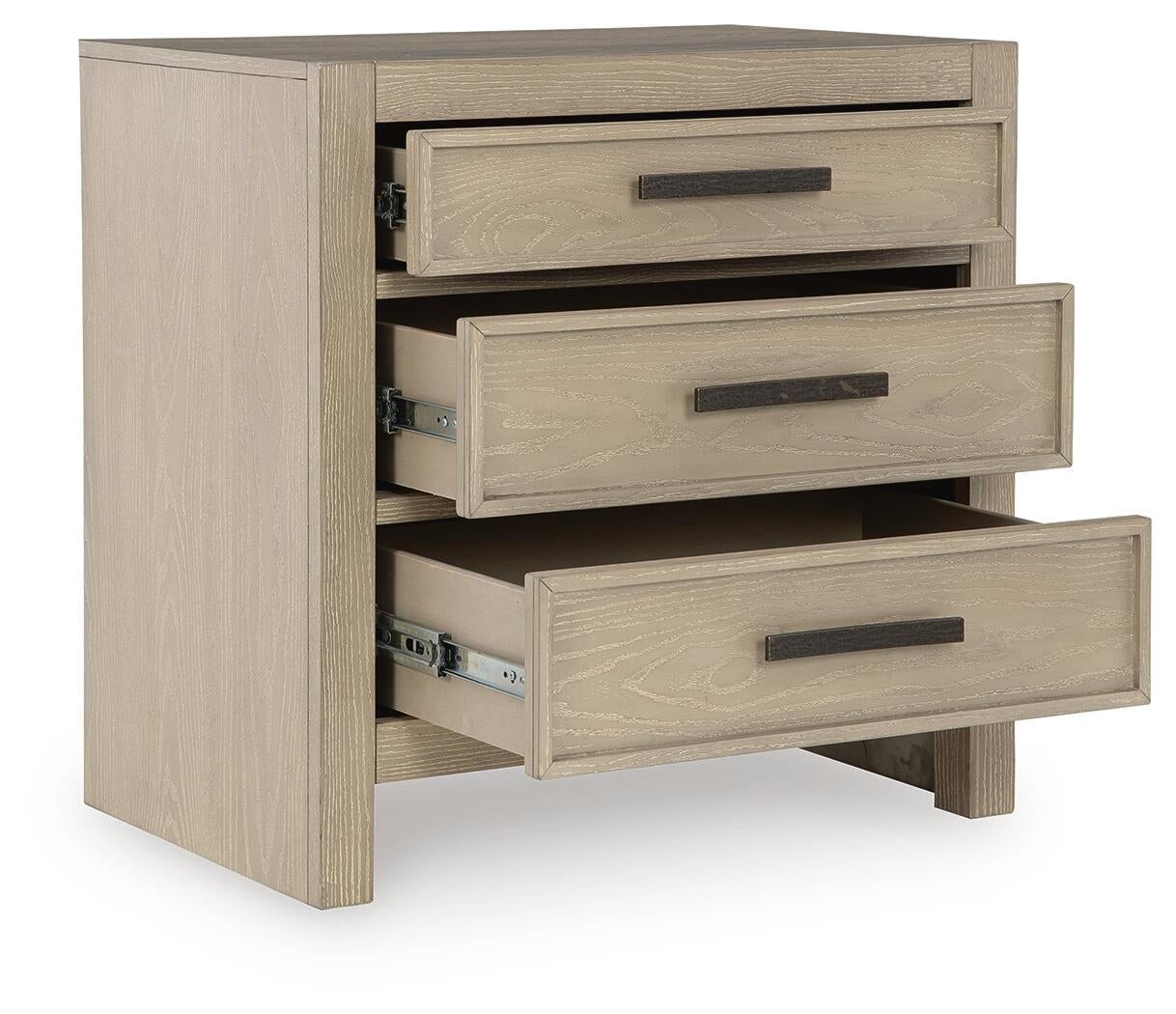 Calmoro Queen Bookcase Bed with Mirrored Dresser and Nightstand