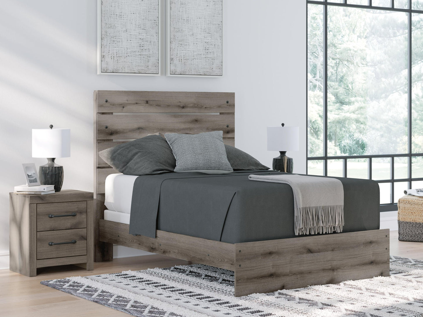 Urbanoore Full Panel Bed, Dresser, Mirror, Chest and Nightstand