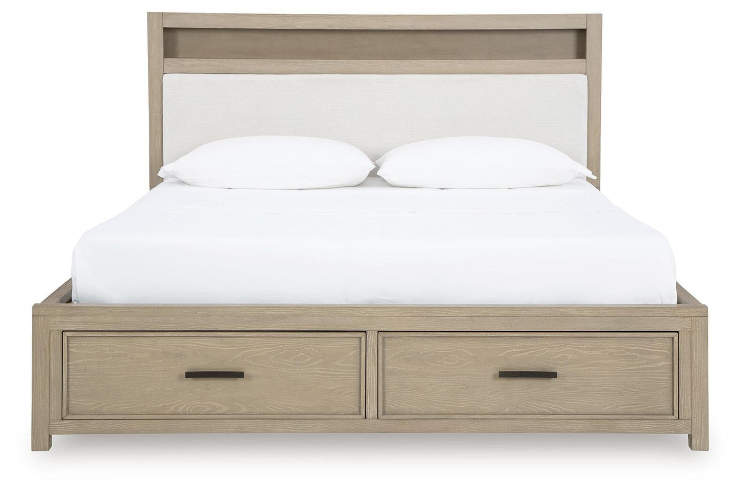 Calmoro King Bookcase Bed with Mirrored Dresser