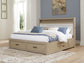 Calmoro California King Bookcase Bed with Mirrored Dresser and Nightstand