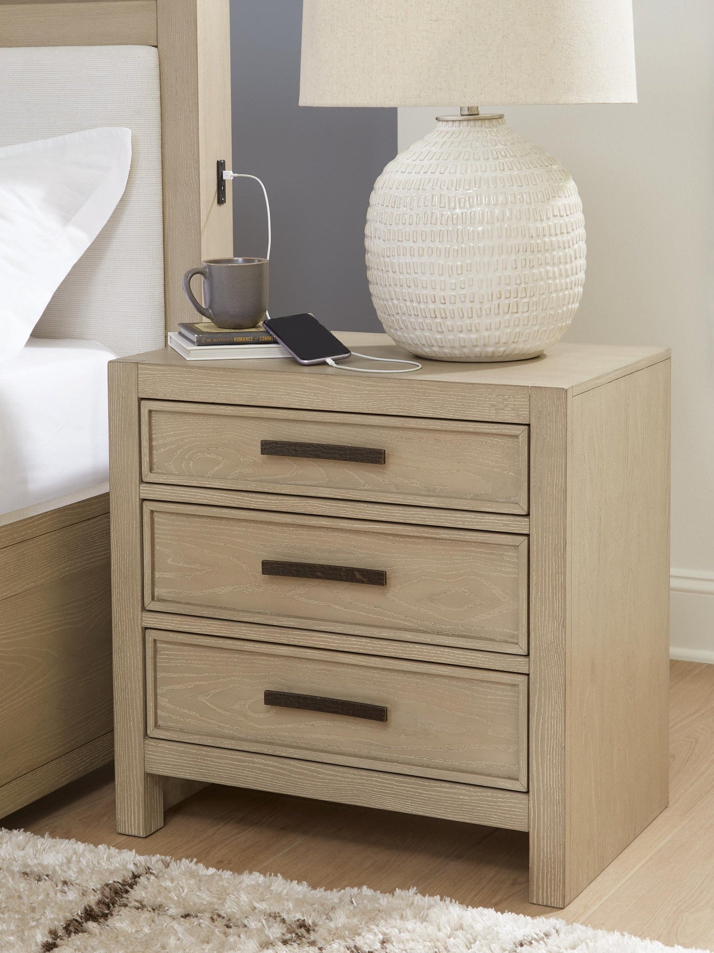 Calmoro California King Bookcase Bed with Mirrored Dresser and Nightstand