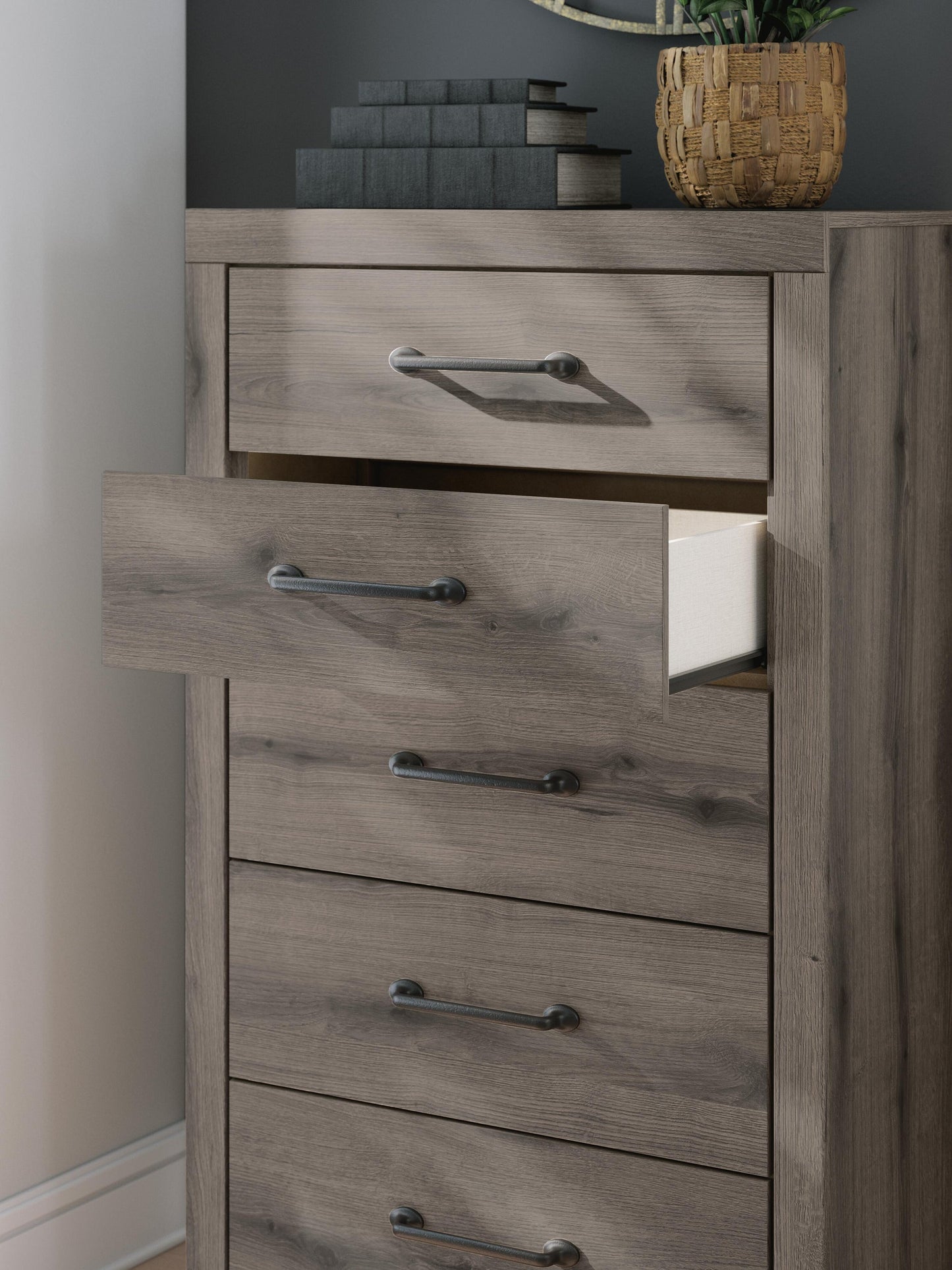 Urbanoore Queen Panel Bed, Dresser, Mirror, Chest and Nightstand