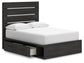 Delmorta Full Panel Storage Bed, Dresser, Mirror, Chest and Nightstand