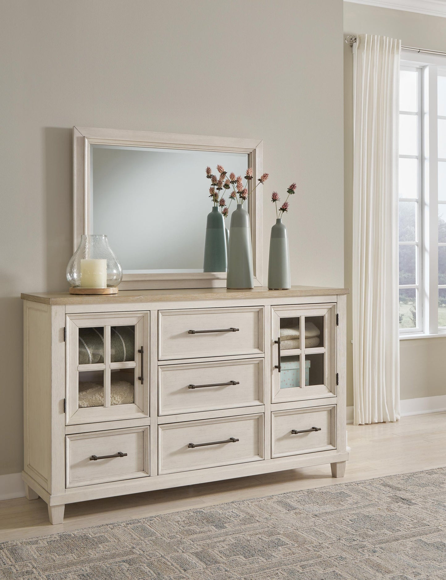 Shaybrock California King Panel Bed, Dresser, Mirror and Nightstand