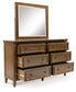 Sturlayne King Upholstered Panel Bed, Dresser, Mirror and Nightstand