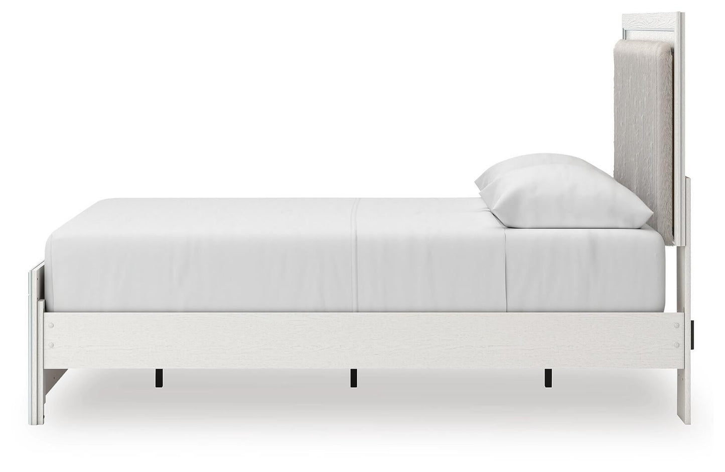 Birmonton Queen Upholstered Panel Platform Bed, Dresser and Mirror