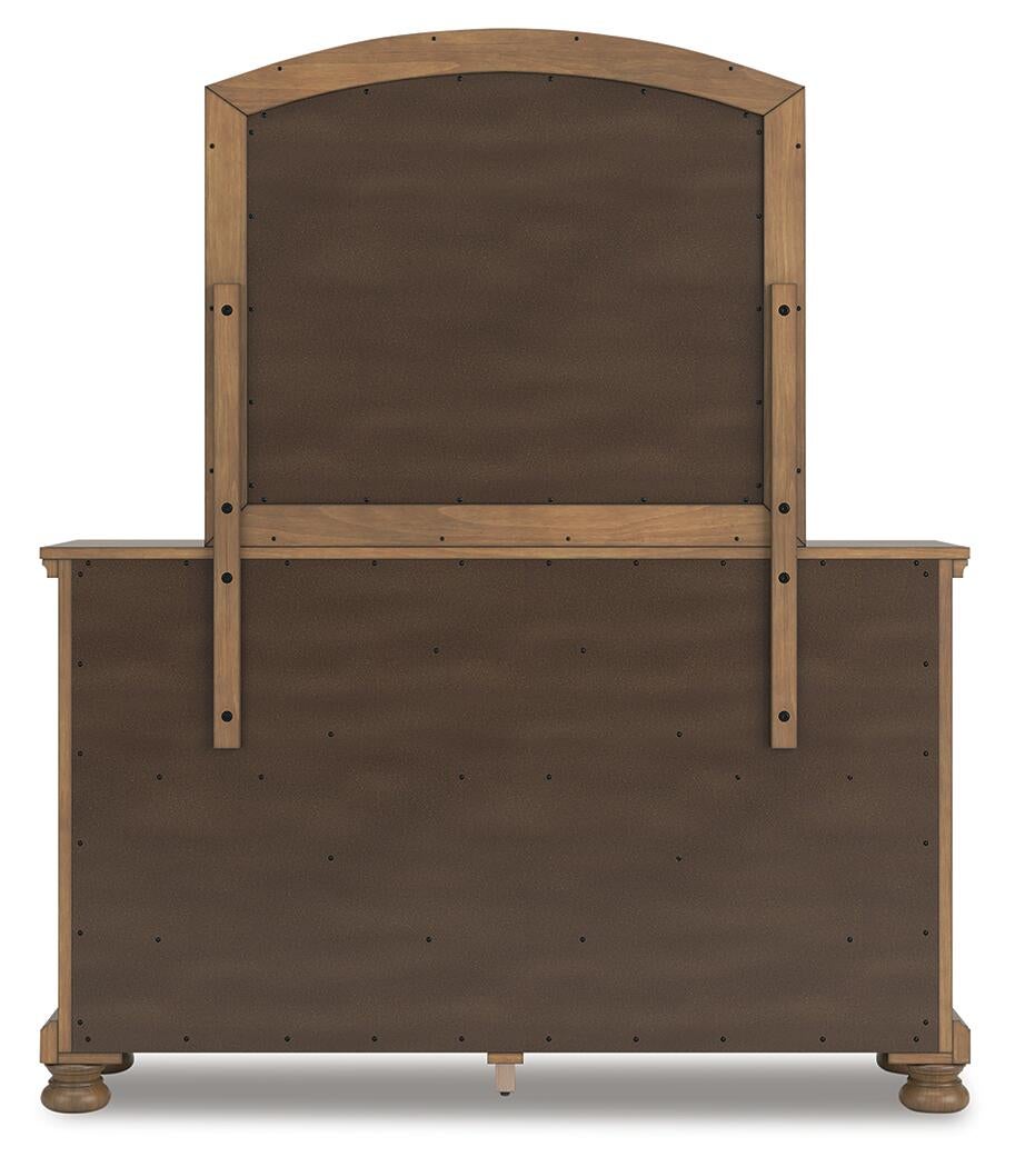 Vandenmore Queen Storage Sleigh Bed with Mirrored Dresser, Chest and Nightstand