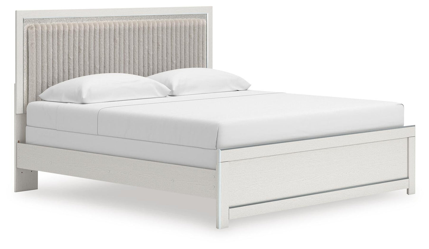 Birmonton King Upholstered Panel Bed, Dresser, Mirror, Chest and Nightstand