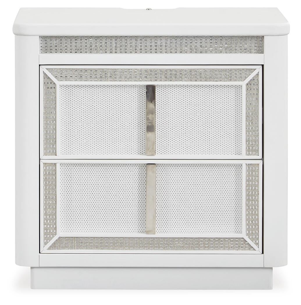 Chalanna King Upholstered Storage Bed, Dresser, Mirror, Chest and Nightstand