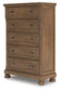 Vandenmore California King Storage Sleigh Bed with Mirrored Dresser, Chest and Nightstand