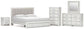 Birmonton King Upholstered Panel Platform Storage Bed, Dresser, Mirror, Chest and Nightstand