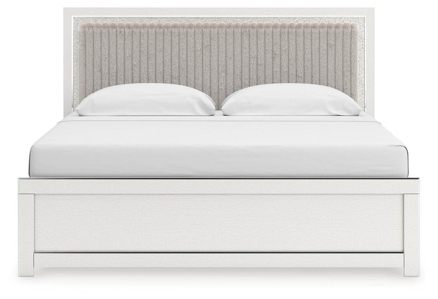 Birmonton King Upholstered Panel Bed, Dresser and Mirror