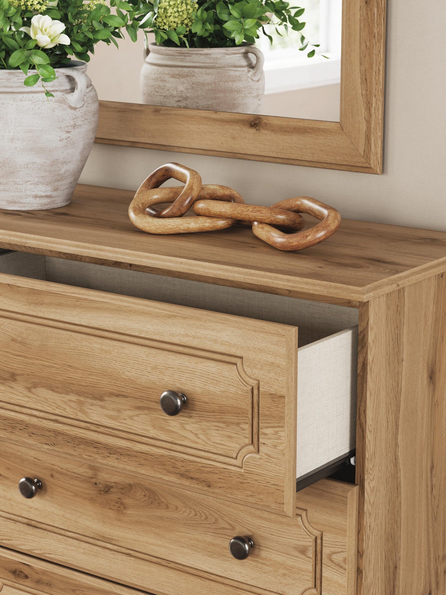 Galletyn King Panel Bed with Mirrored Dresser