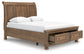 Vandenmore Queen Storage Sleigh Bed with Mirrored Dresser and Nightstand