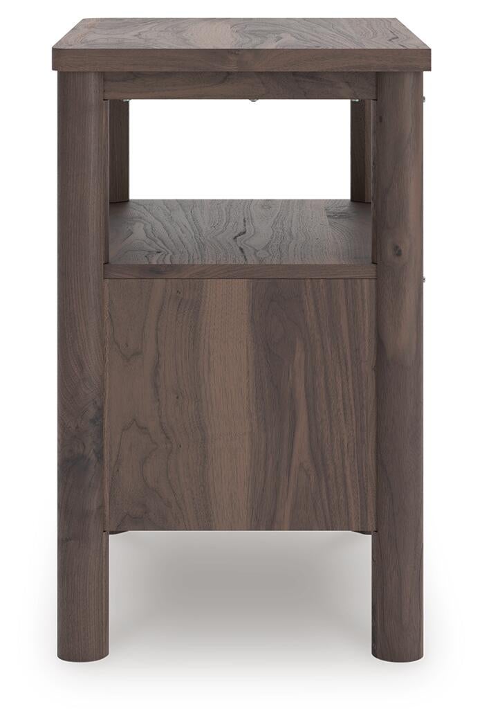 Cadmori King Upholstered Panel Bed, Dresser, Mirror and Nightstand