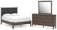 Cadmori Full Upholstered Panel Platform Bed, Dresser and Mirror