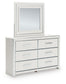 Birmonton King Upholstered Panel Platform Storage Bed, Dresser, Mirror and Nightstand