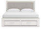 Birmonton King Upholstered Panel Platform Storage Bed, Dresser, Mirror and Nightstand
