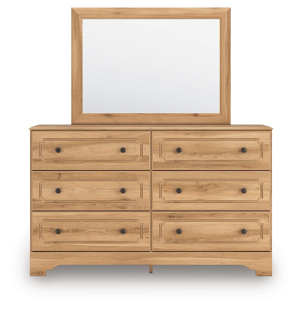 Galletyn Full Panel Bed with Mirrored Dresser