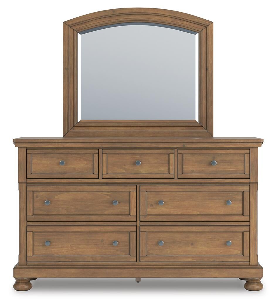 Vandenmore King Panel Bed with Mirrored Dresser
