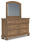Vandenmore Queen Panel Bed with Mirrored Dresser, Chest and Nightstand