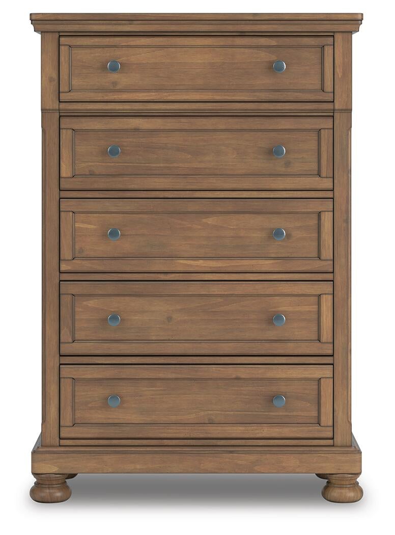 Vandenmore Queen Panel Bed with Mirrored Dresser, Chest and Nightstand