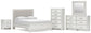 Birmonton Queen Upholstered Panel Platform Bed, Dresser, Mirror, Chest and Nightstand