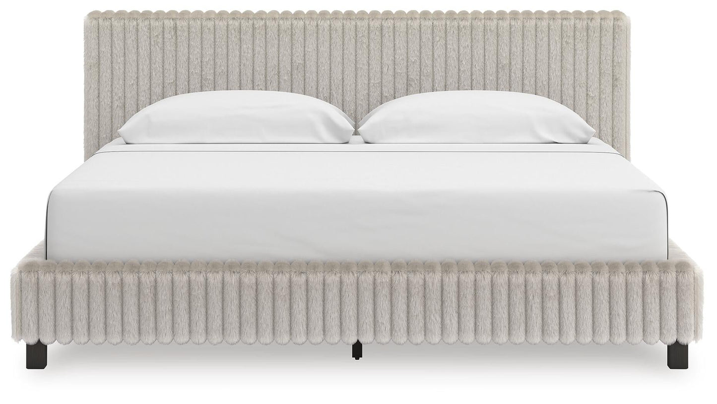 Birmonton King Upholstered Bed, Dresser and Mirror