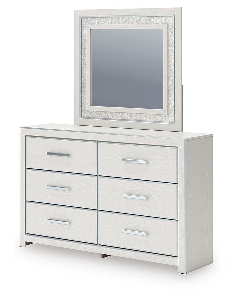 Birmonton King Upholstered Panel Bed, Dresser, Mirror and Nightstand