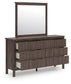 Cadmori Full Upholstered Panel Platform Bed, Dresser, Mirror, Chest and Nightstand