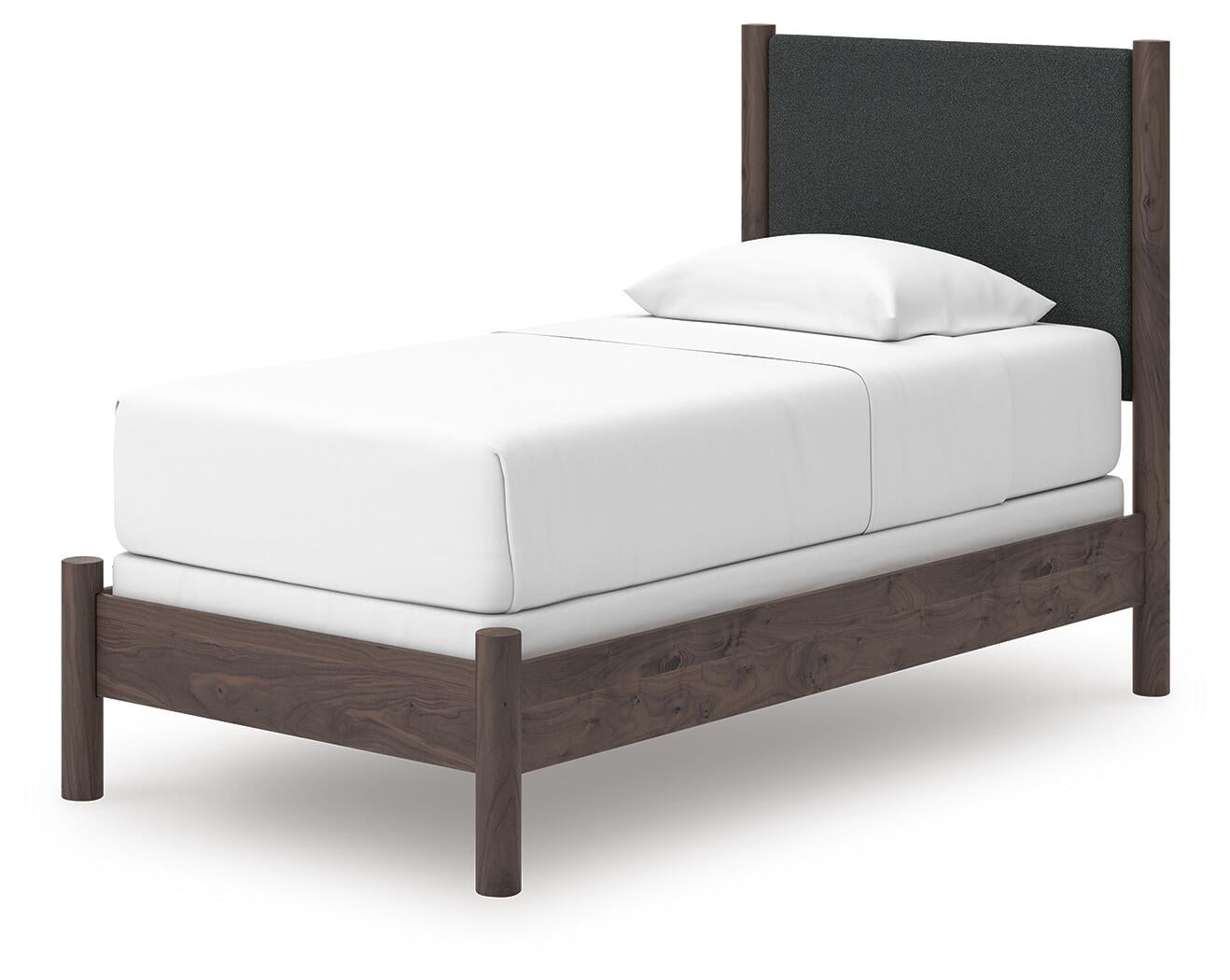 Cadmori Twin Upholstered Panel Bed, Dresser and Mirror