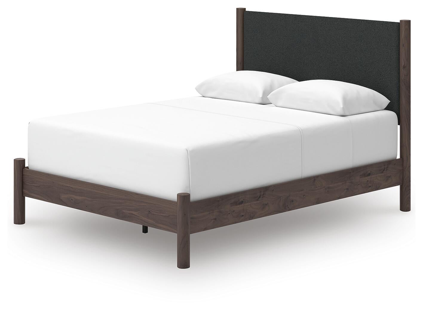 Cadmori Queen Upholstered Panel Bed, Dresser and Mirror