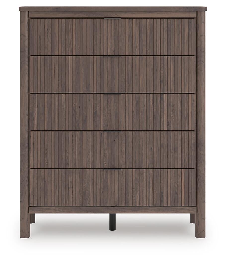 Cadmori Full Upholstered Panel Bed, Dresser and Mirror