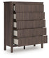 Cadmori Queen Upholstered Panel Platform Bed, Dresser, Mirror, Chest and Nightstand