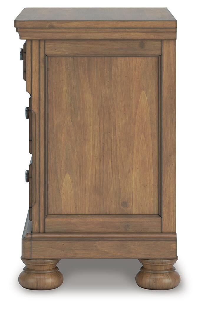 Vandenmore California King Panel Bed with Mirrored Dresser, Chest and Nightstand
