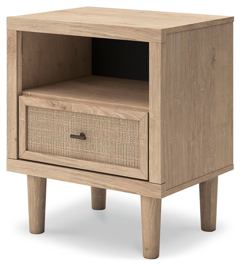 Cielden California King Upholstered Bed with Roll Slats, Dresser, Mirror and Nightstand