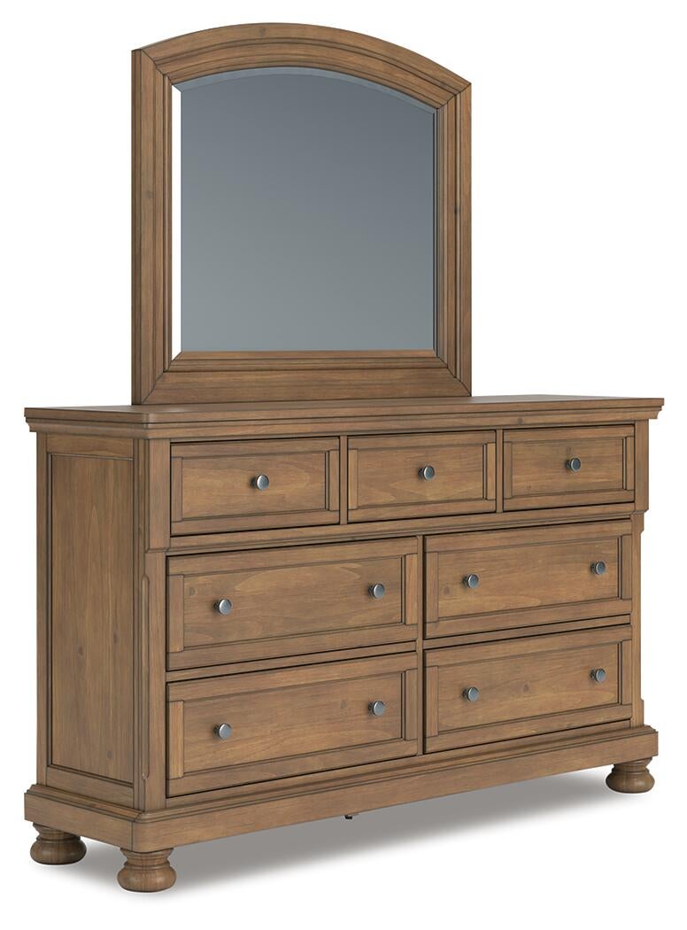 Vandenmore King Storage Sleigh Bed with Mirrored Dresser, Chest and Nightstand