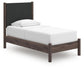 Cadmori Twin Upholstered Panel Platform Bed, Dresser, Mirror, Chest and Nightstand