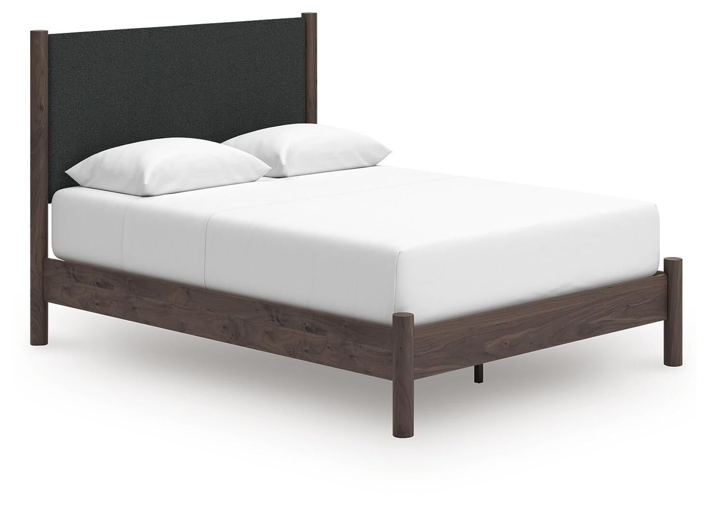 Cadmori Queen Upholstered Panel Platform Bed, Dresser and Mirror