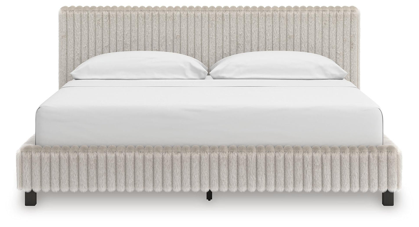 Birmonton California King Upholstered Bed, Dresser and Mirror